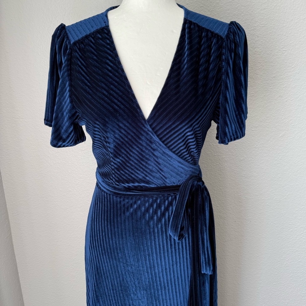 Baltic Born Navy Velvet Maxi‎ Dress Medium Wedding Party Holiday Formal - Picture 6 of 13